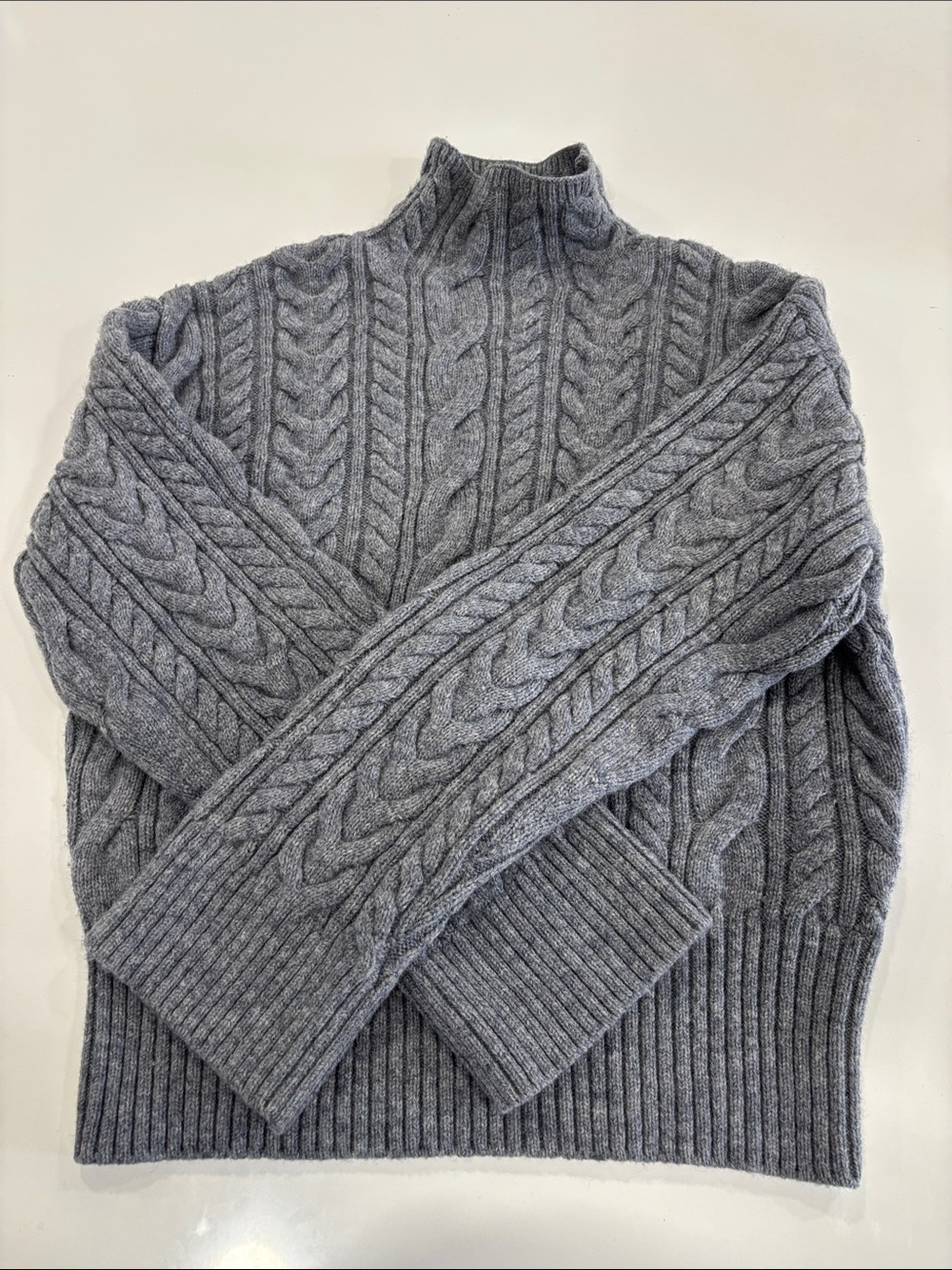 COS Grey Cable Turtleneck Sweater